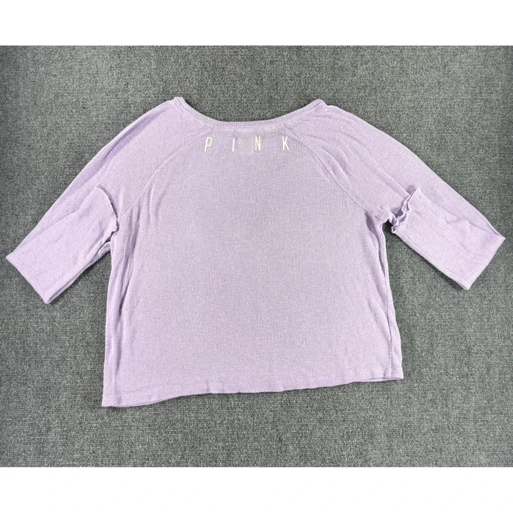 Victoria's Secret PINK Lavender Ribbed Knit Raglan Sweater Lettuce Edge Large